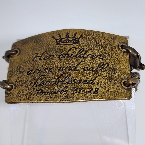 Lenny & Eva Large Brass Religious Proverb Double Chain Unique Signed Bracelet - Picture 6 of 9